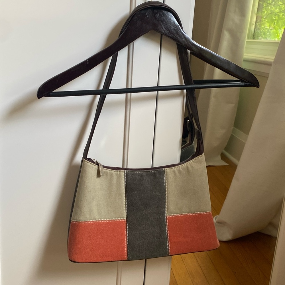 Colorblock Canvas Shoulder Bag